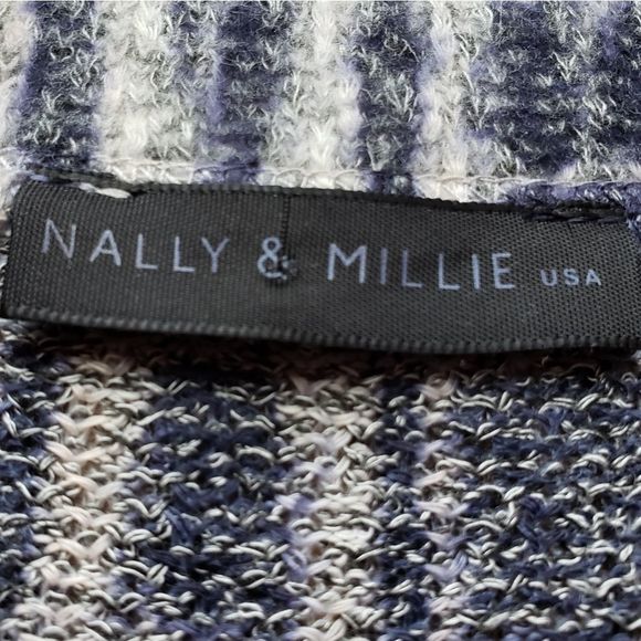 Nally & Millie Blue & Gray Lightweight Long Sleeve Sweater Small - Picture 7 of 8